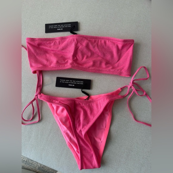 triangl swimwear Other - Triangle Swimwear Sparkly Pink Bandeau Bikini Set